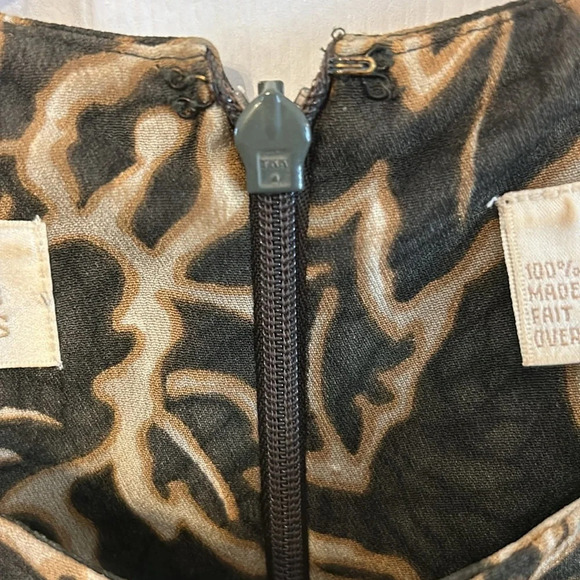 Dana Buchman Dresses Women’s (8) 100% Silk Vintage Olive Green Keyhole Floral - Picture 6 of 12